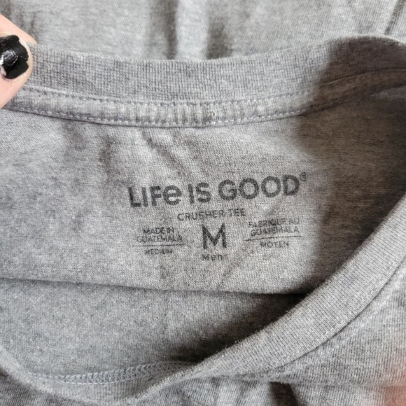 Life Is Good Mens Crusher Tee Gray Size Medium Trees Road Travel Adventure - Picture 5 of 9